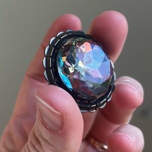 Large Vintage Sparkly AB Rhinestone Brooch AS IS